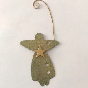 Metal Gold Angel Holiday Ornament or door hanger